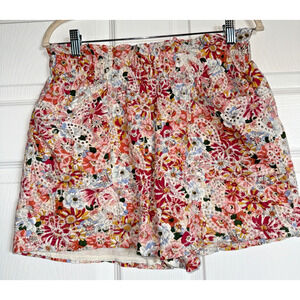 Solitaire Womens Sz L Floral Paisley Embroidered‎ Shorts Boho Festival